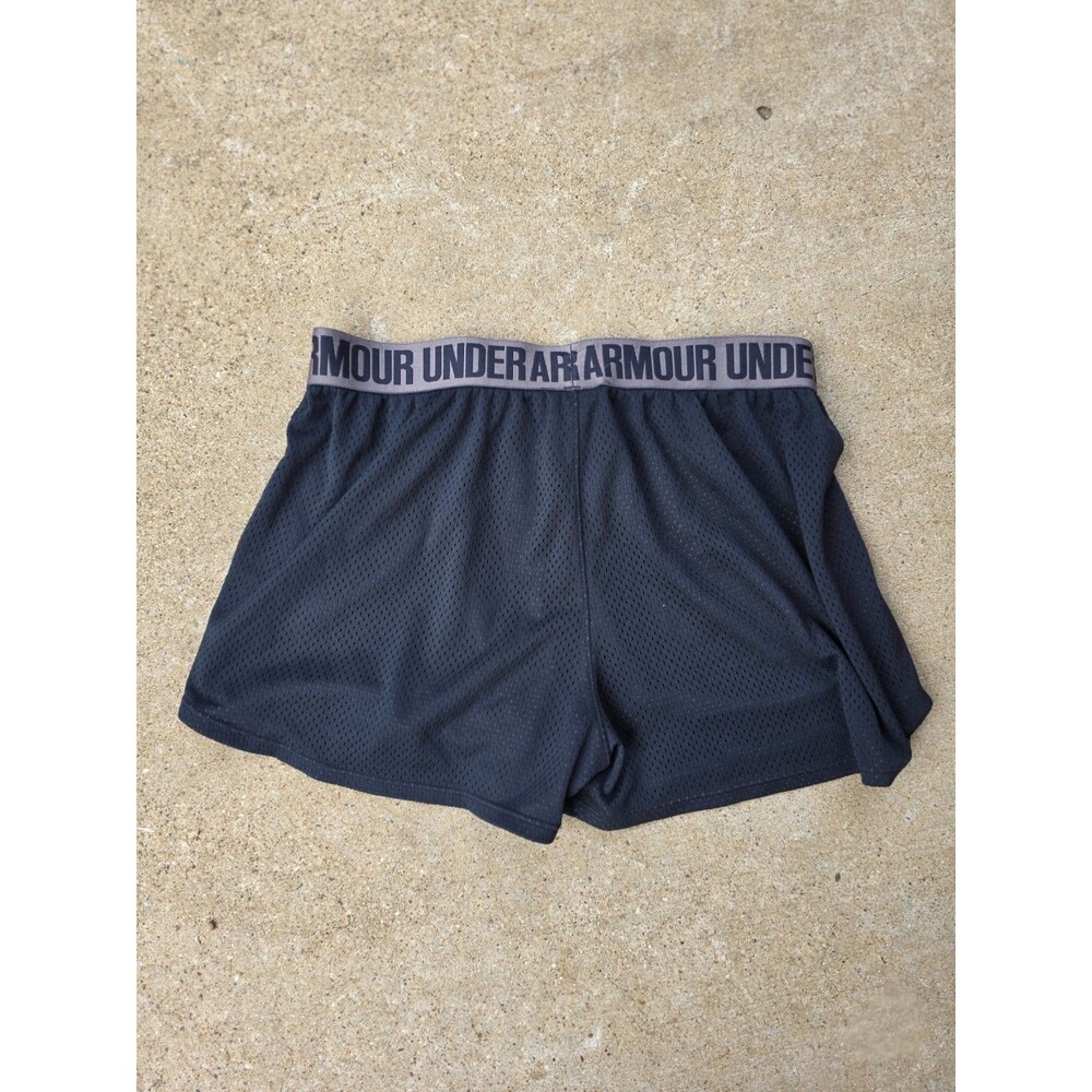 Under Armour women's athletic shorts, black mesh, elastic waist, gym, running